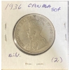 Image 3 : 1936 Canadian 50 Cent Coin 92.5% Silver 11.62 Grams