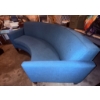 Image 9 : Curved Blue Upholstered Sofa with Tapered Wooden Legs