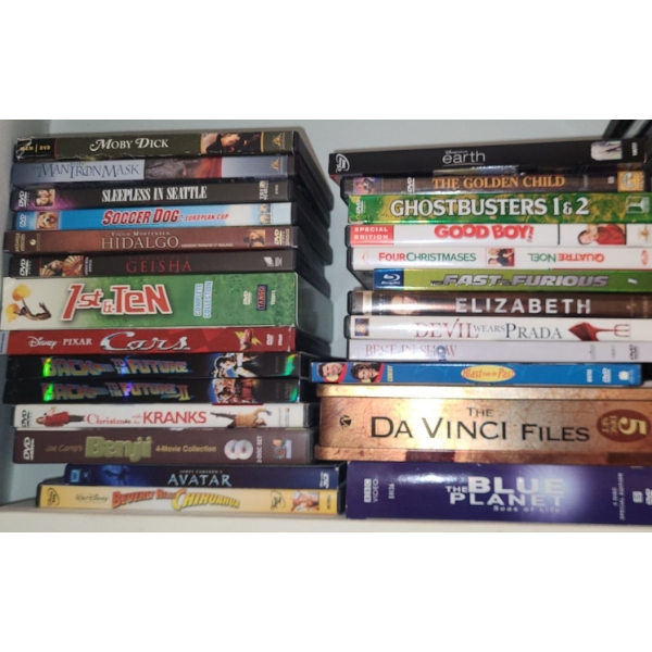 Shelf of DVD's: The Blue Planet, Jerry Maguire, Cars, Iron Man, X-Men and More!