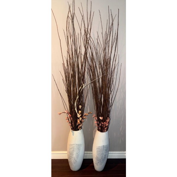 Decorative Concrete Floor Vases ft. Willow Foilage Bouquets 