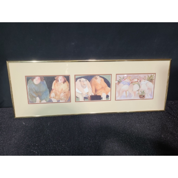 Offset Lithograph Triptych, Artist: Erica Oller, Framed Under Glass 26 X 9.5 (Titles in Details)