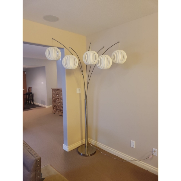Scandonavian Design Contemporary 5 Light Floor Lamp 8ft Tall