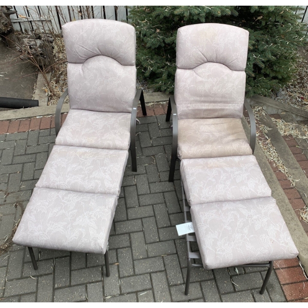 2 Lawn Loungers w/ Cushions & Adjustable Tilt