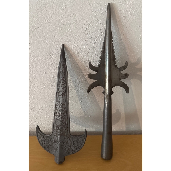 American French Colonial Polearm Spearhead w/ 16th Century Etched Halberd 8.5T