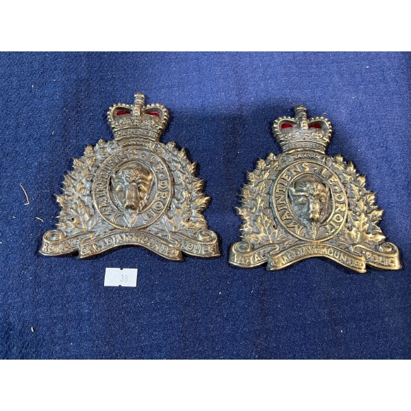 Pair of Large Brass RCMP Crests