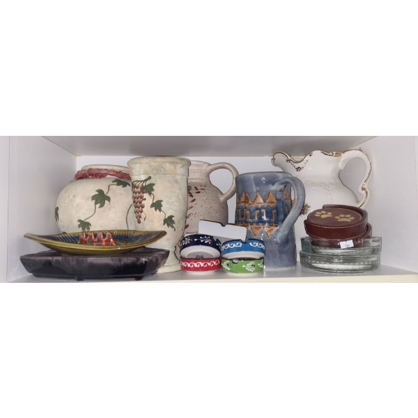 Assorted Painted Vases and Ashtrays
