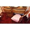 Image 1 : Wooden Vintage Desk (44W, 18D, 31T) w/ Pink Velvet Chair, Contents NOT Included 