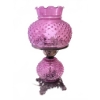 Image 1 : Pink Hobnail Glass Electric Table Lamp with Metal Base