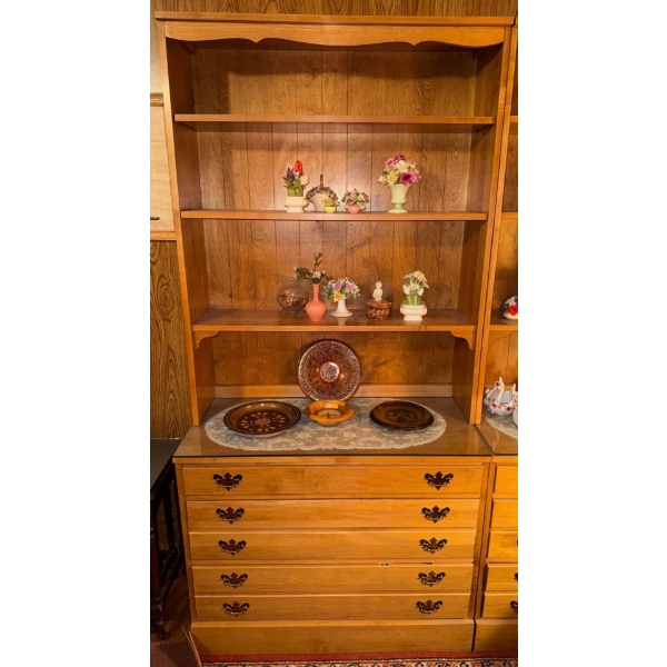 Danish Provincial Oak Bookcase or Buffet  Mid Century Upright Chest of Drawers 39"x18"x73"tall