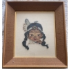 Image 2 : Vintage First Nations Indigenous Child Petite Point Wall Art 20x21(2)