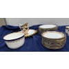 Image 3 : Blue and Gold China Set; Cups and Saucers, Cream Pourer, Serving Plates, and more