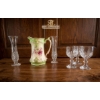 Image 1 : "Royal Victoria Pottery" Hand-Painted Floral Porcelain Pitcher, Wine Glasses And Crystal Vases. 