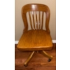 Image 1 : Antique Tiger Oak Swivel Desk Chair On Casters 28'Tall