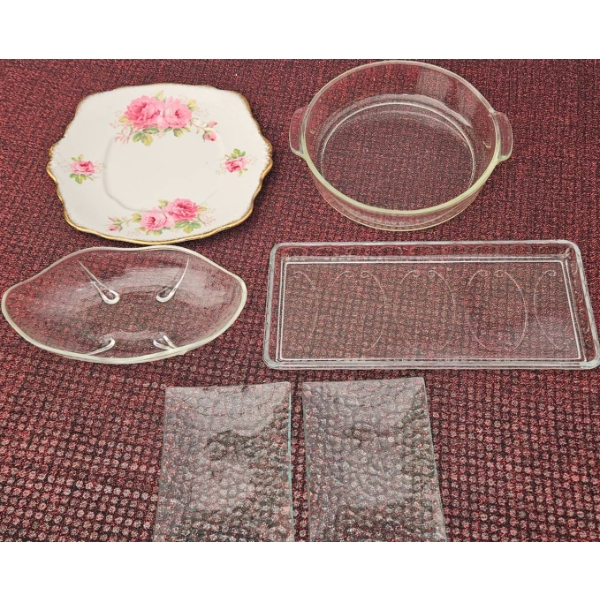 Glass and Royal Albert "American Beauty" Bone China Dishware Set
