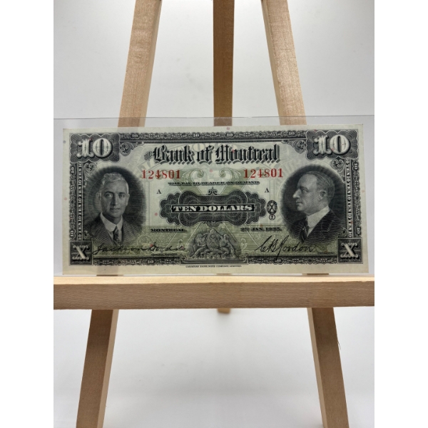  1935 the Bank of Montreal $10 Bank note in amazing uncirculated condition. Series A Ser# 124801 