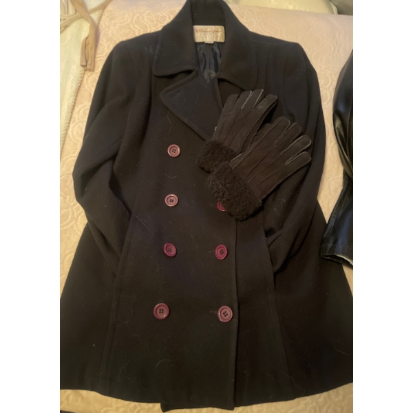 C37 Genuine Leather Jacket w/ Winter Dressy Jacket & Leather Gloves Ladies-M