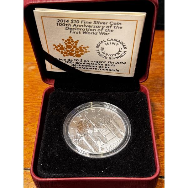 2014 $10 fine silver coin  100th anniversary of the declaration of the first World War 15.87g