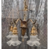 Image 2 : Brass Chandelier with Frosted Glass Shades and Adjustable Light Arms