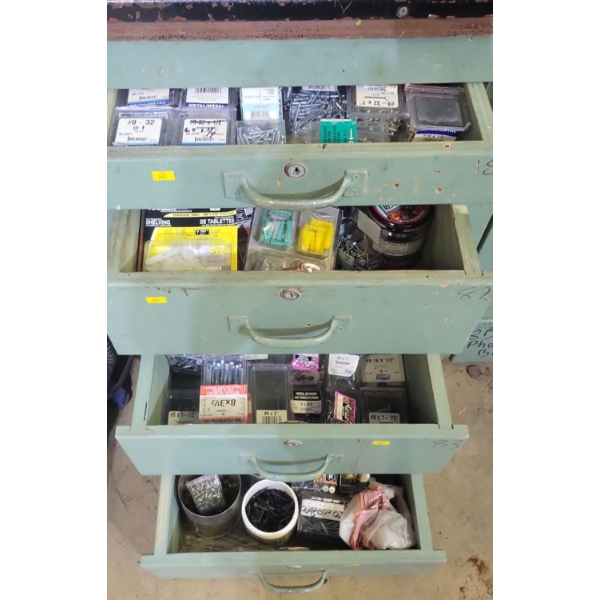 4 Hefty Drawers Full Of Assorted Hardware - Screws Washers Rivets & more
