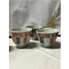 Image 2 : Set of 3 Antique Chinese Porcelain Cup Octagonal Qing - Republic Era Red GreenLimoges porcelain 