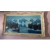 Image 1 : Icy Mountains Oil on Board Painting By J. Stange - 57x31 