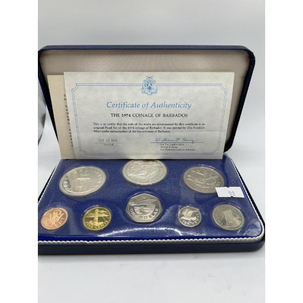 1974 Coinage of Barbados Franklin Mint Proof Set