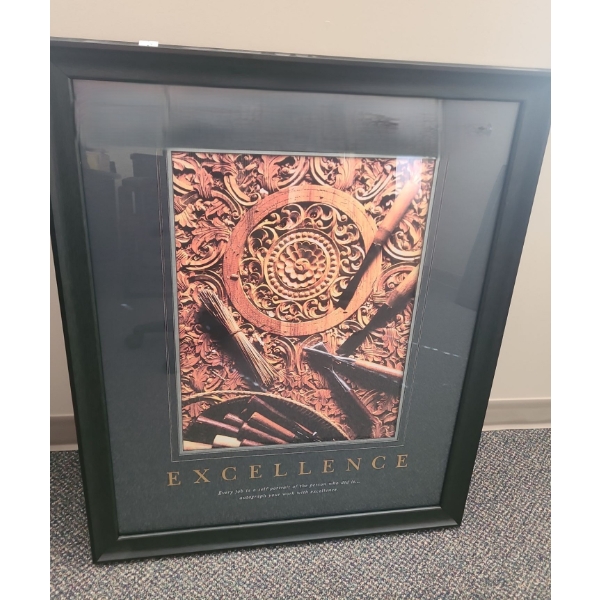 Inspirational Print 27 X 33 "Excellence", Framed Under Glass