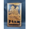 Image 1 : Antique Wood Pyrograph European Art Couple Dancing 15 x9