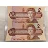 Image 2 : 3 uncut 1:2 Canadian 1986 $2.00 Bills Prefix: EGT CBK CBJ
