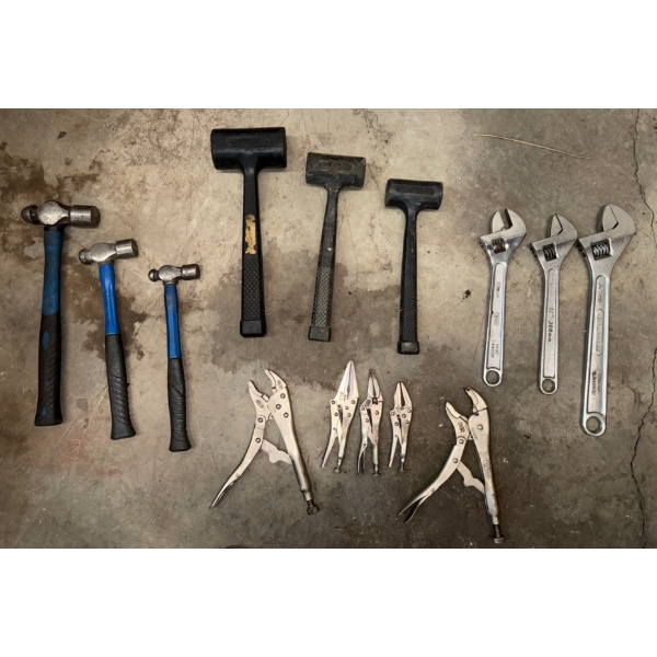 Variety of Hand Tools & Equipment--Pliers & Wrenches, Clamps, Hammer & More