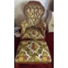 Image 1 : Cloth and Wooden Vintage Chair w/ Stool - 26W, 31D, 41T 