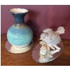 Image 4 : Navy & White Koi Fish Soup Bowls Styoneware Pottery Vase 3 Pedestal Candle Holders & more