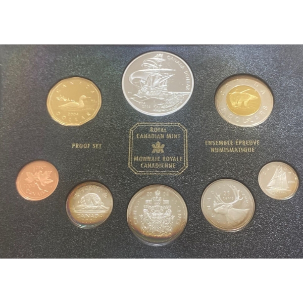 2004 Canadian Proof Set & Fine Silver Dollar 92.5% Silver 45.0 Grams