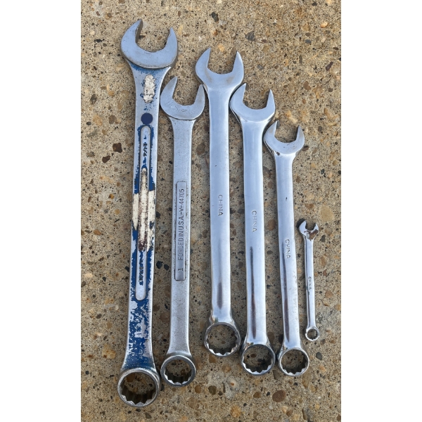 6 Open/Box End Wrenches, Craftsman & Assorted Brands, SAE Sizes