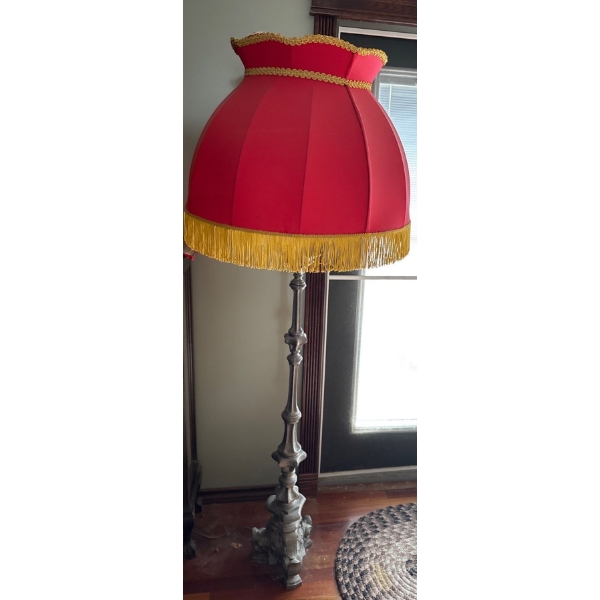 Tall Art Nouveau Style Solid Metal Lamp, ~ 6 Feet Tall