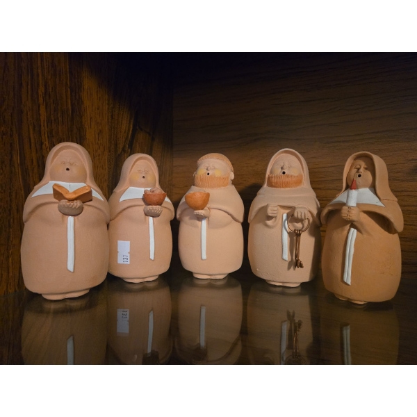 Handmade in Chile Sculpted Clay Religious Figurines w/ Illegible Signature 