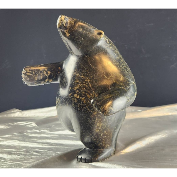 Inuit-Style Stone Dancing Bear Carving, 12 x 7 Inches, 20+ LBS, Artist Signed