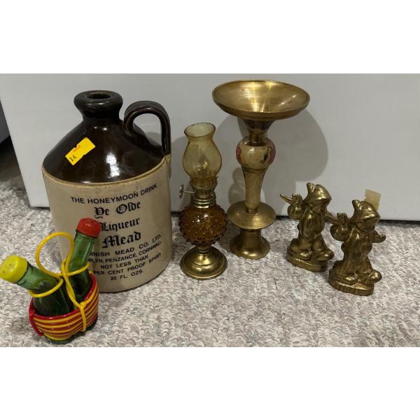 Brass Vintage/Antique Lighting Collection w/ Made in Canada Solid Brass Miner Figurines (2) & More