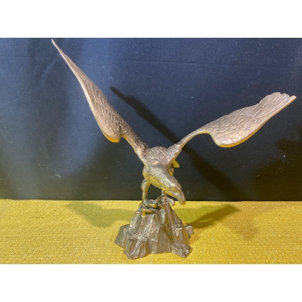 Mid Century Bronze Eagle Sculpture 