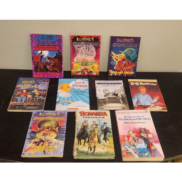 Collection of SpOoOky PaperBack Books Including R.L.STINE Titles and 1968 BONANZA HardCover