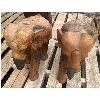 Image 1 : Set of 2 Wood Carved Elephants - 14W, 22D, 22T Each