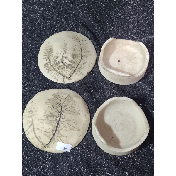 Pair of Sand Dollar Lidded Bowls, 4" Diameter Top 