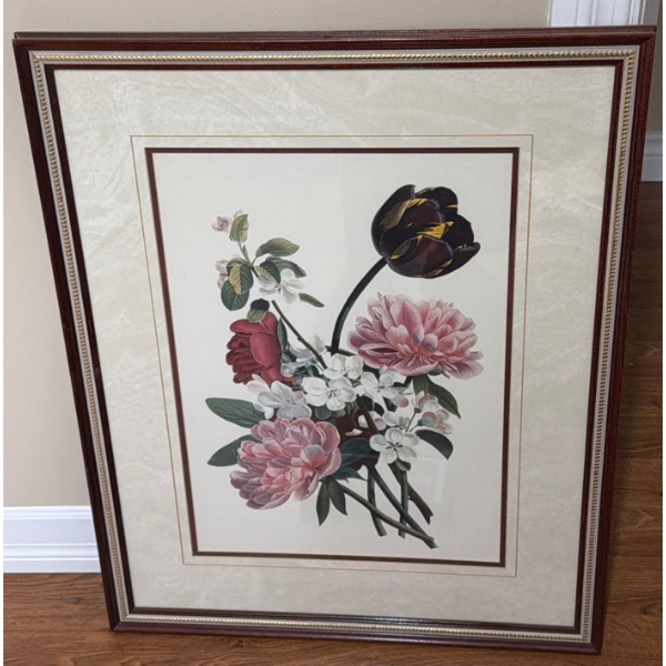 Print of Flowers 24.5 X 30, Framed Under Glass