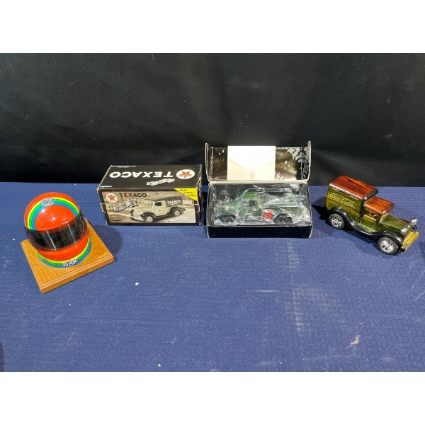 2 Die Cast Car, Wood Coke Cola Car & Jeff Gordon Mini Helmet