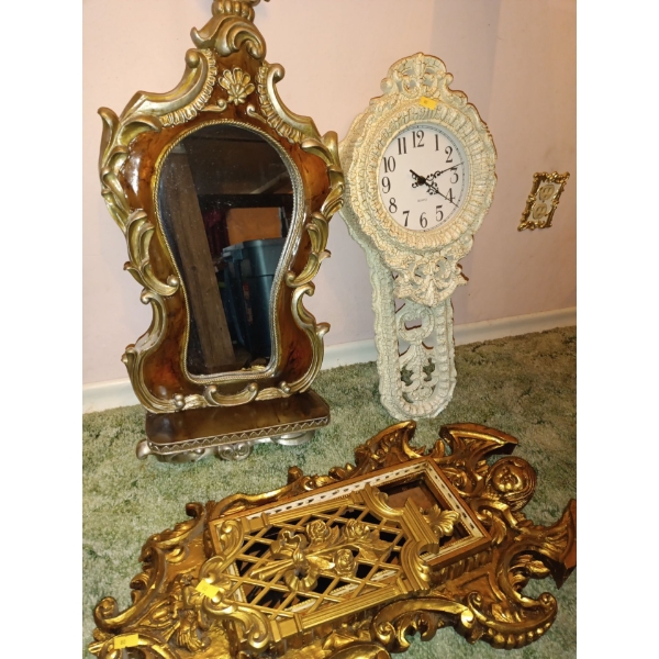 Lovely Vintage Mirror and a Hanging Clock 