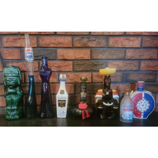Collection of Vintage Decorative Liquor Bottles 
