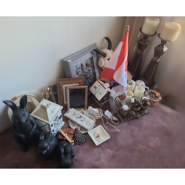 Decor: Tallest Rabbit 16 h, Dolphin 10 h, Jays 13 X 15, Candlesticks 19 h and More!