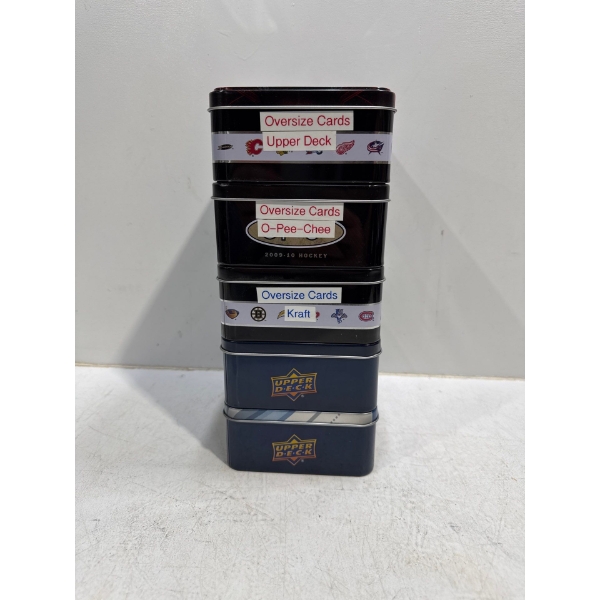 5 Tins of Oversized Cards and Memorabilia