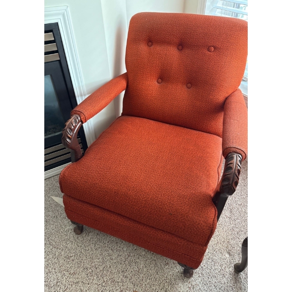 Antique Tweed Arm Chair w/ Button Rouging