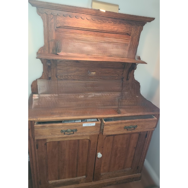 Country Style Buffet w Drawers & Cupboards.  Faux Keyhole. 48 w 20 d 68 h